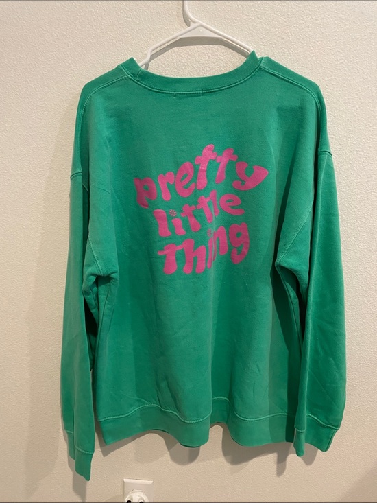 PrettyLittleThing Sweaters - PrettyLittleThing Turquoise Crewneck Sweatshirt with Pink Tag
